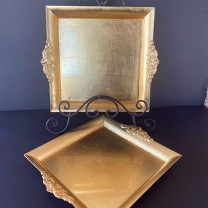 Set of two 10” beautiful gold trays